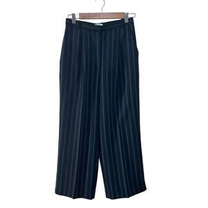 Aritzia Wilfred Talin Pants Black Stripe Wide Leg Crop Career Trousers Women's 4